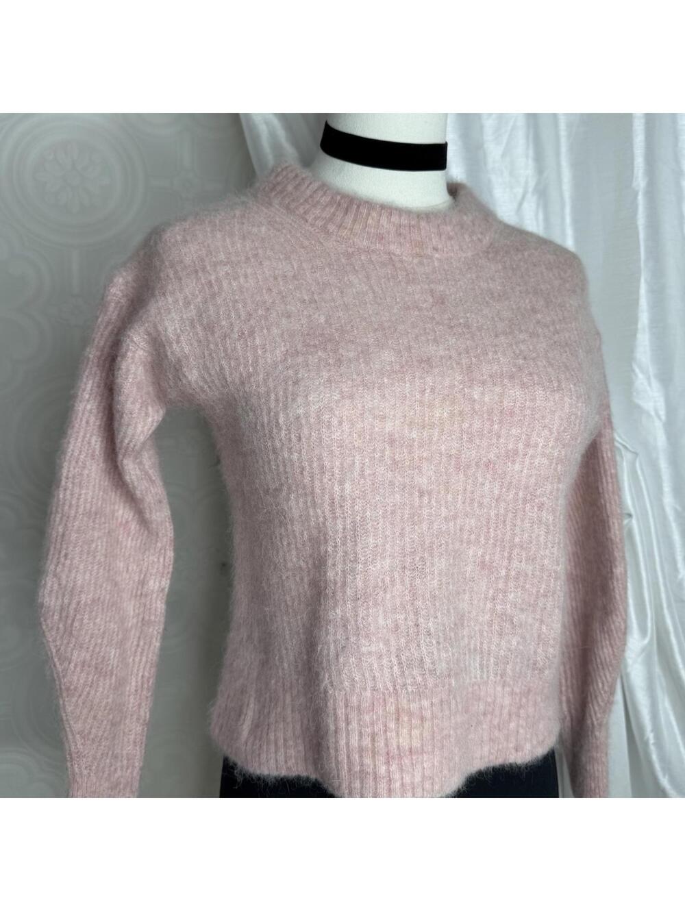 Everlane Alpaca Wool Blend Fuzzy Pink Crewneck Sweater